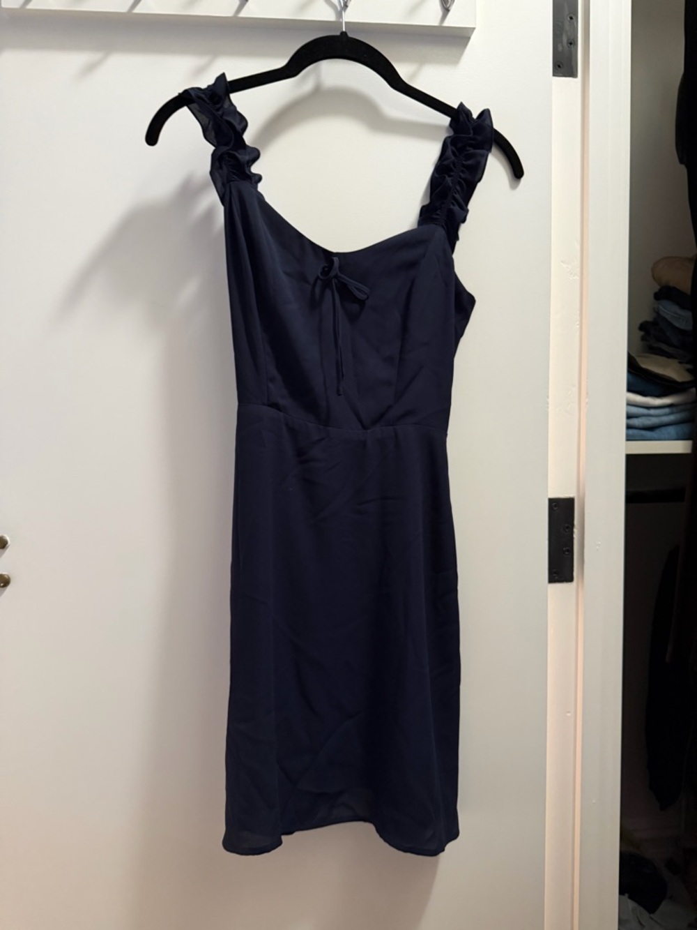 Sunday Best Navy Ruffle-Strap Mini Dress - Picture 2 of 3